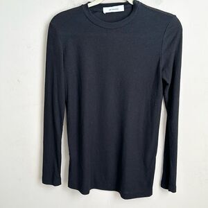 De Rococo Black Lightweight Ribbed Top M